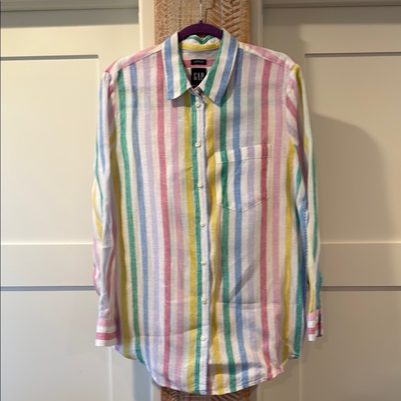 GAP Multicolor Striped BoyfriendShirt - Picture 3 of 8